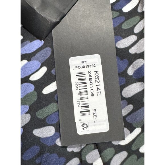 MISOOK Women Pleated Mock Neck Crepe de Chine Printed A-Line Dress LARGE - Picture 4 of 7